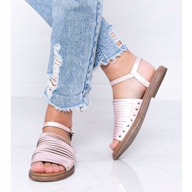 Vaaleanpunaiset hohtavat ruskeat Sun -sandaalit vaaleanpunainen 1