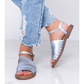 Ruskeat aurinkoiset kiiltävät siniset sandaalit vaaleanpunainen 1