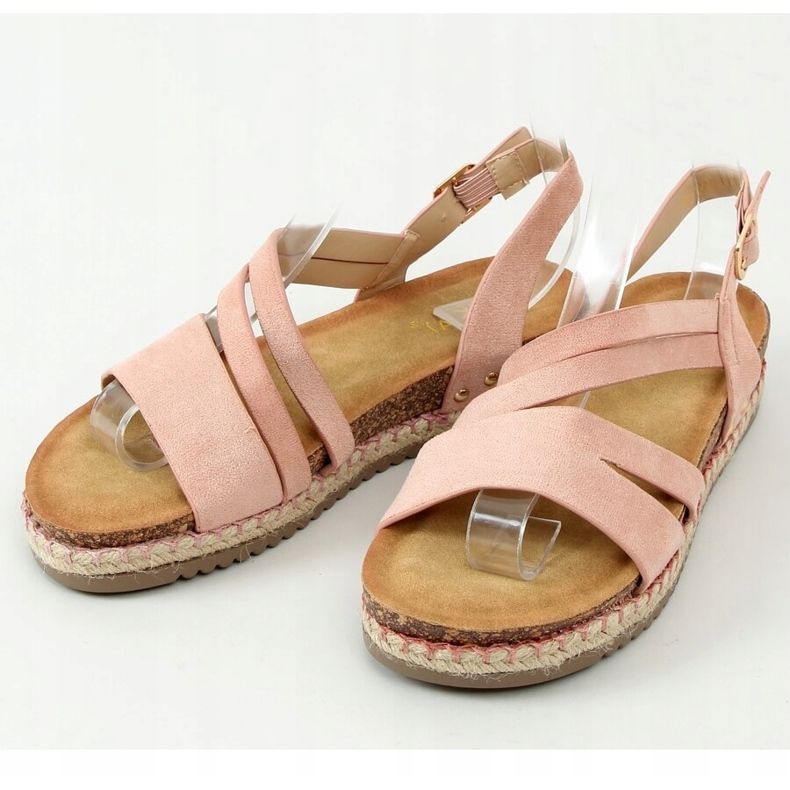 Sandaalit espadrilles boho pinkki FD002 Pink vaaleanpunainen 1