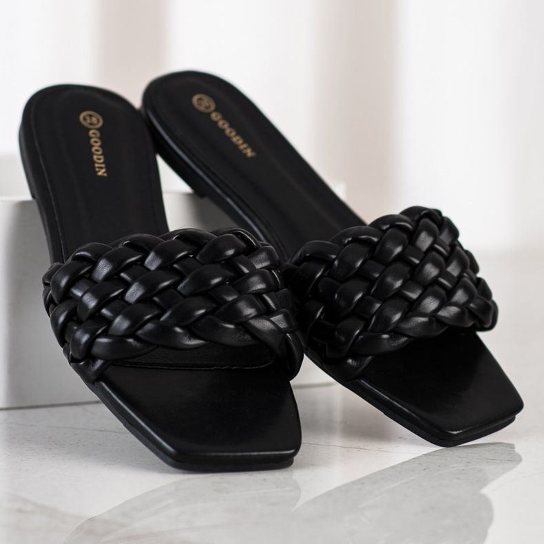 Goodin Punotut Eco -nahkatossut musta 1