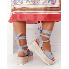 PS1 Sidotut sandaalit sinisellä punotulla alustalla La Palma beige sininen 1