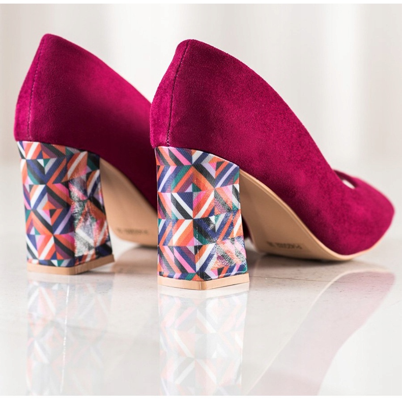 Sabatina Avokärkiset pumput koristeellisella kantapäällä vaaleanpunainen 1