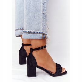 PS1 Long Island Black Suede Heel Sandaalit musta 1