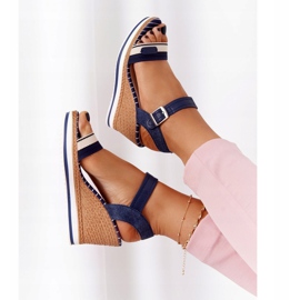 PG1 Tummansininen Tropical Wedge Sandaalit beige ruskea 1