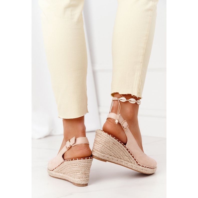 PG1 Beige Wedge -sandaalit, joissa punottu beige Las Palomas 2