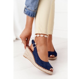 PG1 Las Palomas Wedge sandaalit punoksilla beige tummansininen 2