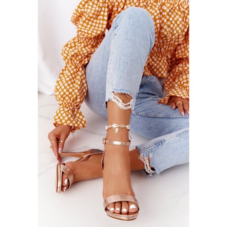 PG1 Tyylikkäät sandaalit korkokenkällä ruusukultaista glamouria vaaleanpunainen kultainen 1