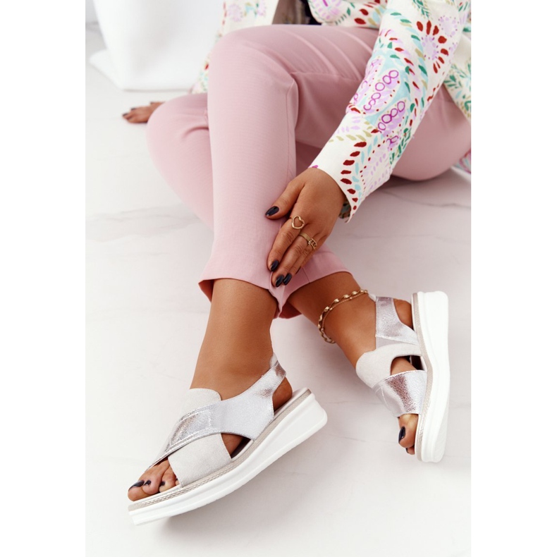 Slip-On Sandaalit Sergio Leone SK029 Platform Valkoinen-Hopea 1