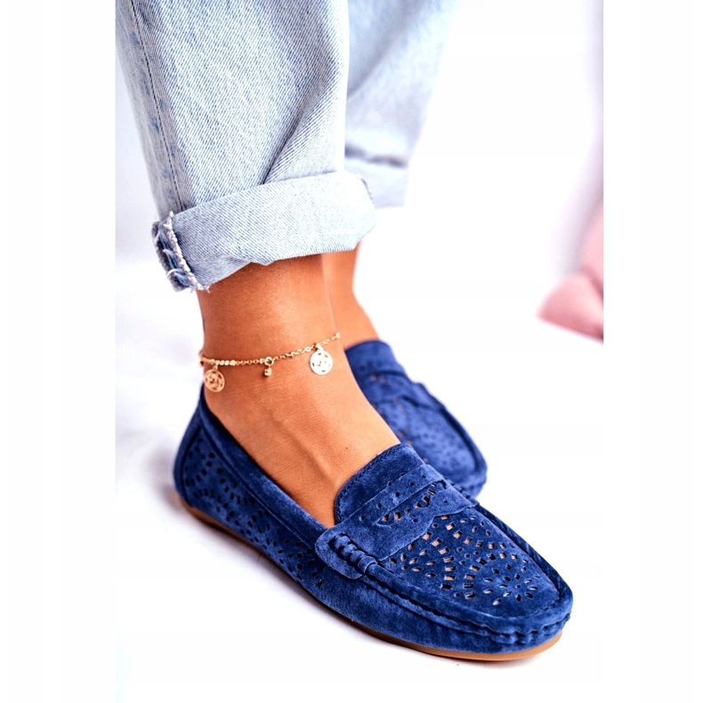 S.Barski Naisten Loaferit, joissa aitoa nahkaa Navy Blue Salem tummansininen 3