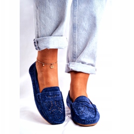 S.Barski Naisten Loaferit, joissa aitoa nahkaa Navy Blue Salem tummansininen 2