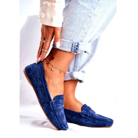 S.Barski Naisten Loaferit, joissa aitoa nahkaa Navy Blue Salem tummansininen 1