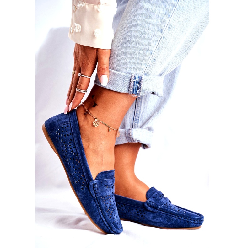 S.Barski Naisten Loaferit, joissa aitoa nahkaa Navy Blue Salem laivastonsininen 1