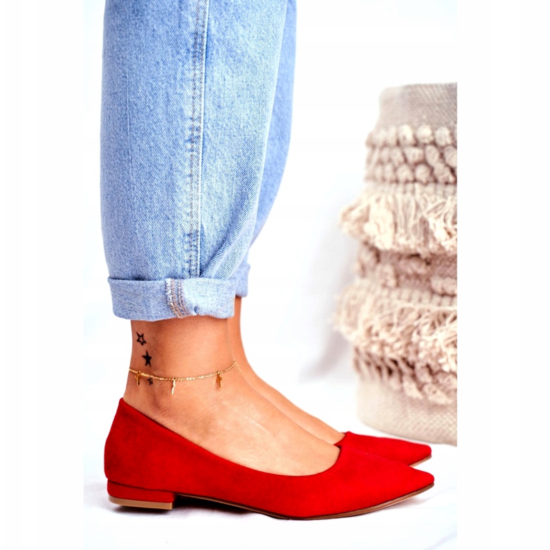 EVE Naisten ballerinat Spitz Suede Red Westley punainen 2