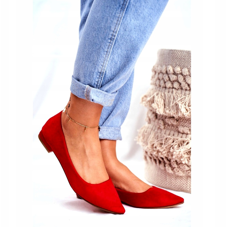 EVE Naisten ballerinat Spitz Suede Red Westley punainen 1