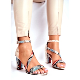 Naisten sandaalit korkokenkiä Sergio Leone Red Snake SK870 beige monivärinen 1