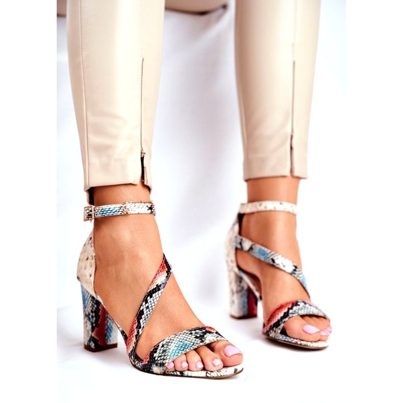 Naisten sandaalit korkokenkiä Sergio Leone Red Snake SK870 beige monivärinen 1