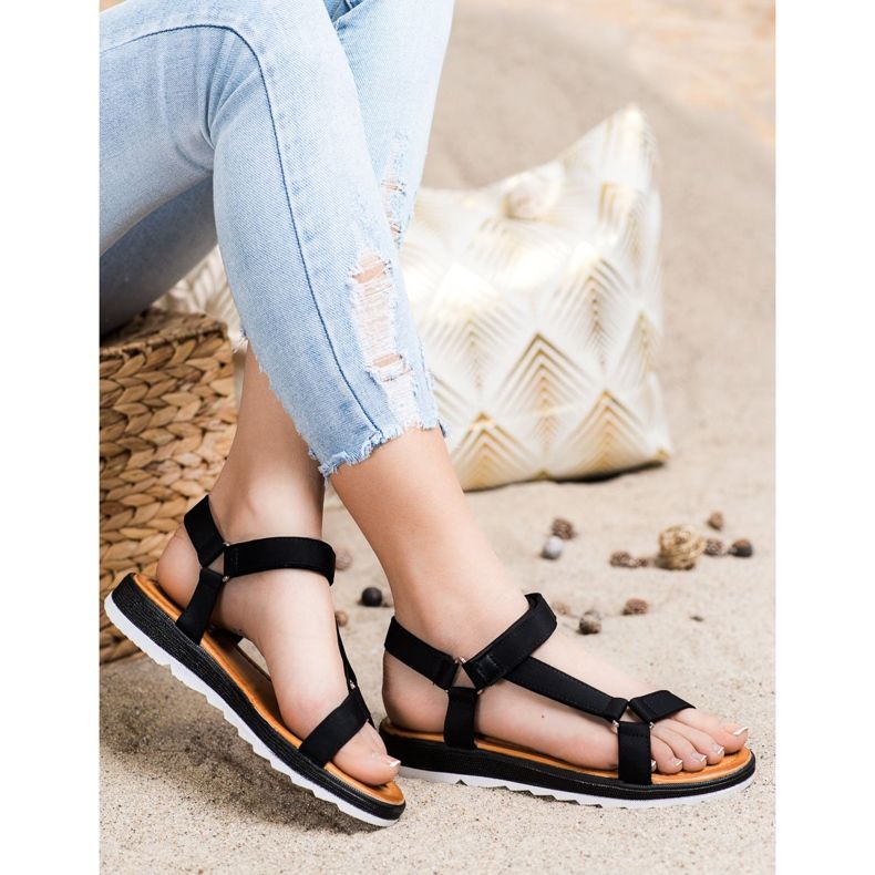 SHELOVET Muodikkaat sandaalit tarranauhalla musta 2