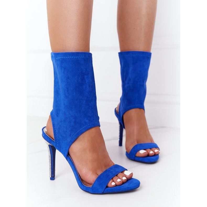 Sandaalit korkealla kantapäällä, jossa kuutiometri Zirkonia Lu Boo Blue sininen hopea 1