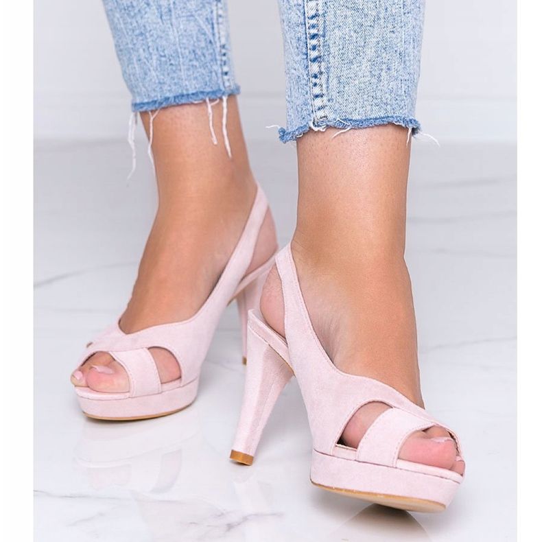 Vaaleanpunaiset sandaalit Big Girl stiletto -kantapäässä vaaleanpunainen 1