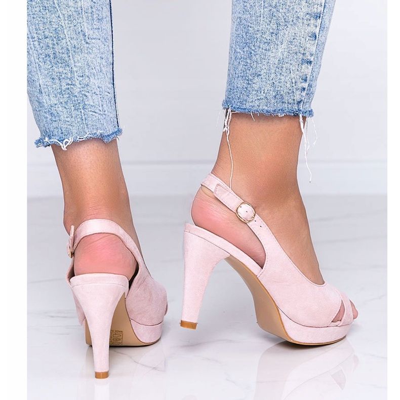 Vaaleanpunaiset sandaalit Big Girl stiletto -kantapäässä vaaleanpunainen 2