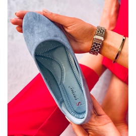 Sininen CC212P Sininen sileä mokkanahka ballerinat 2