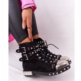 Naisten lämpimät saappaat jossa tekojalokivi mokka musta Lu Boo 1