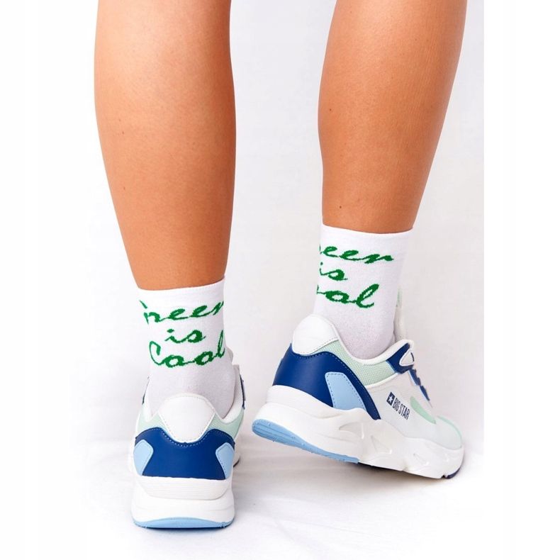 Naisten urheilukengät Memory Foam Big Star HH274810 Valkoinen sininen vihreä 3