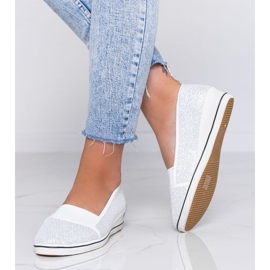 Valkoiset kiiltävät ballerinat Glam Star -kiilakorkolla valkoinen 1