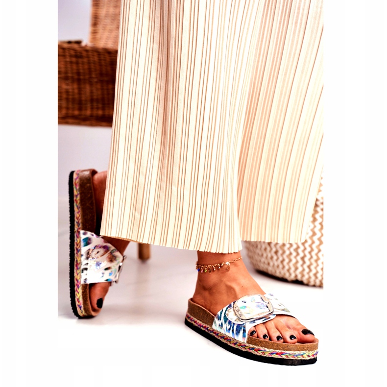 Naisten tossut Big Star Metallic Pattern DD274127 valkoinen violetti hopea vihreä 2