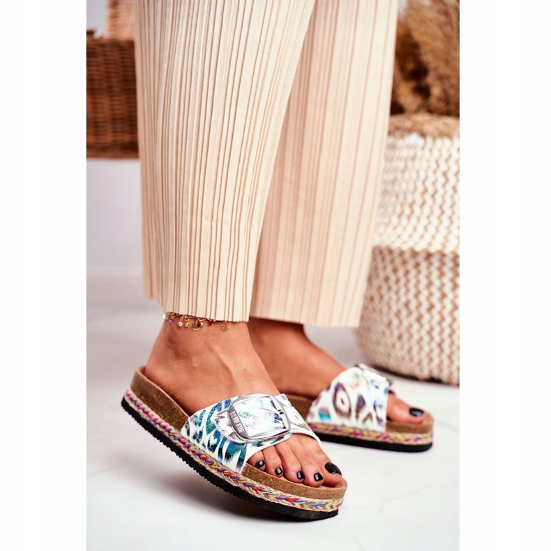 Naisten tossut Big Star Metallic Pattern DD274127 valkoinen violetti hopea vihreä 1