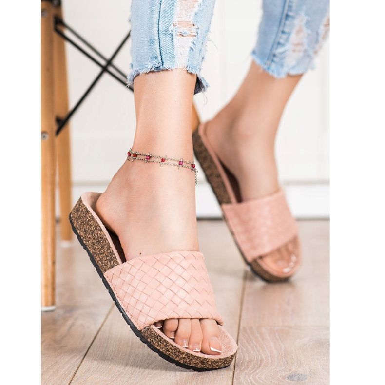 SHELOVET Muodikkaat punotut tossut ruskea 1