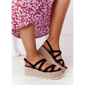 PS1 Mustat sandaalit mustalla punotulla alustalla Crazy In Love 2