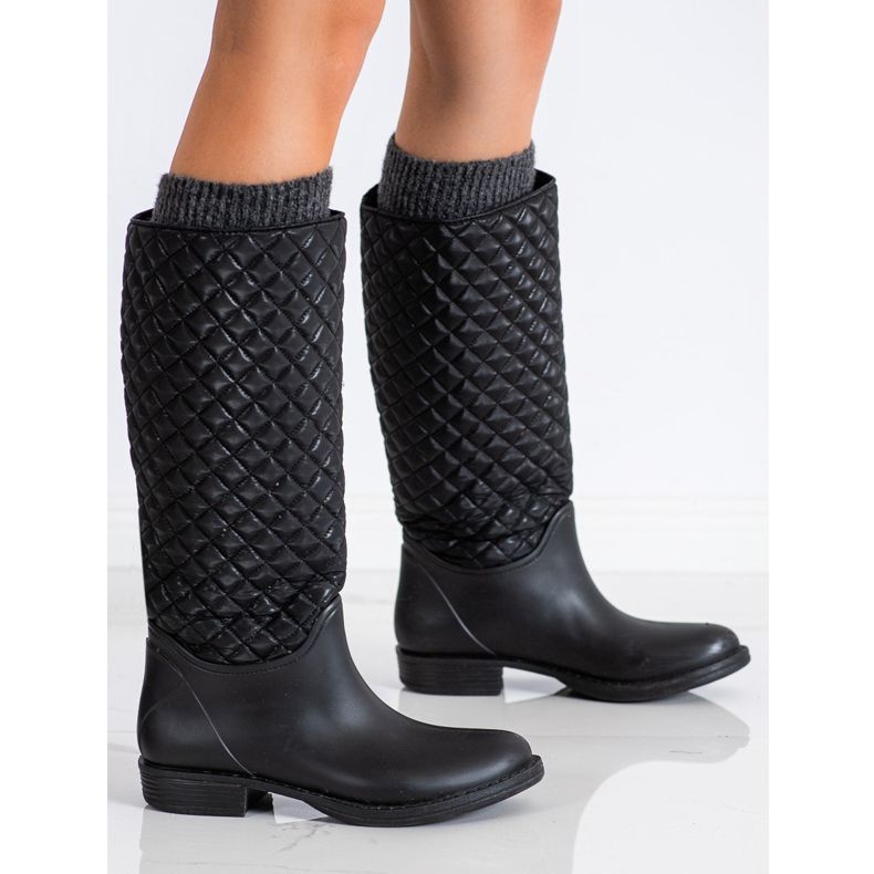 SHELOVET Korkeat, tikatut kalosteet musta 1