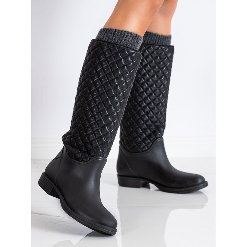 SHELOVET Korkeat, tikatut kalosteet musta 2