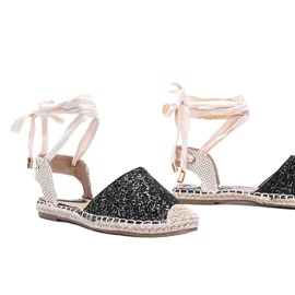 Mustat Cassandran sidotut brokadiset espadrillit beige 1