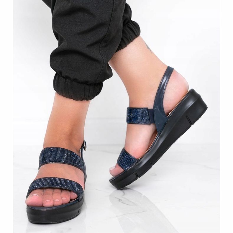 Tummansininen kiila sandaalit Sweet Rasp 1