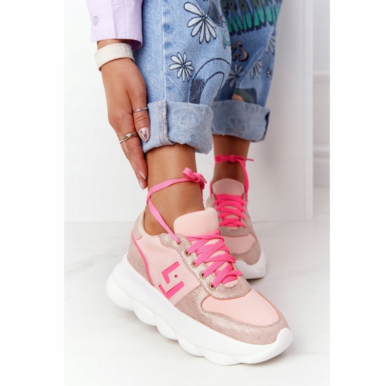 Naisten urheilukengät alustalla lu boo pinkki vaaleanpunainen monivärinen 2