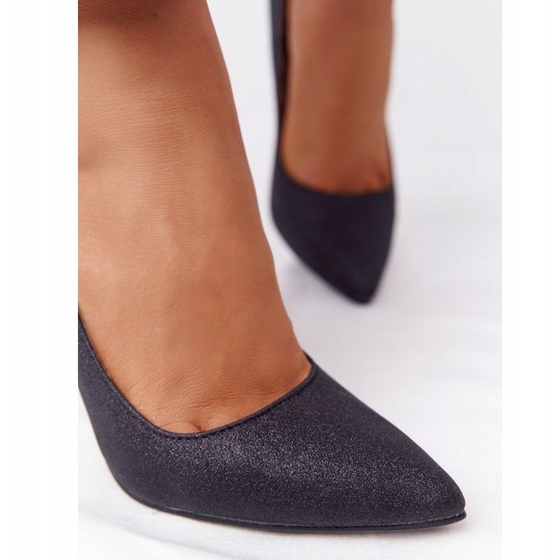 Tyylikäs glitter Lu Boo -musta korkokengät 1