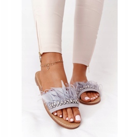 Tossut höyhenillä Lu Boo Grey harmaa 1