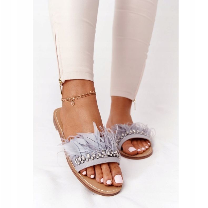 Tossut höyhenillä Lu Boo Grey harmaa 1