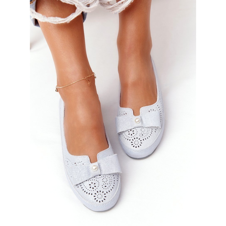 Rio Flore Nahka Ympäristöystävällinen Sininen Ballerinat hopea 3