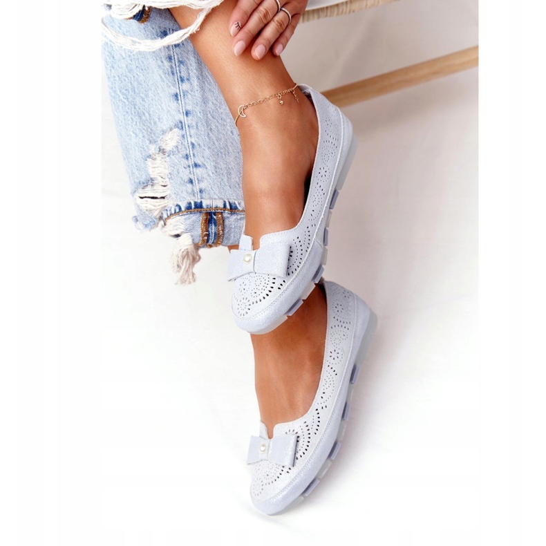 Rio Flore Nahka Ympäristöystävällinen Sininen Ballerinat hopea 2