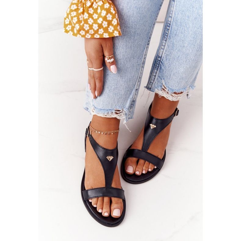 Naisten nahkasandaalit Nicole 2648 musta 1