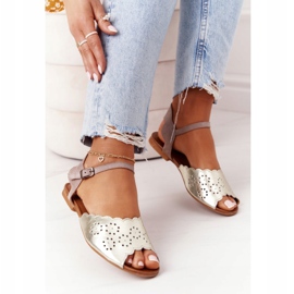 Nahkaiset sandaalit Maciejka 05199-04 Beige ja kulta kultainen 2