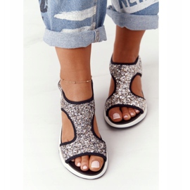 S.Barski Hopeiset Slip-On-sandaalit Zoey Brocadella musta 1