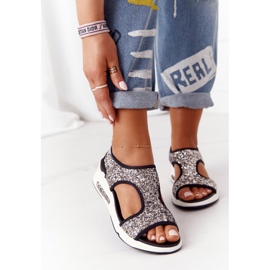 S.Barski Hopeiset Slip-On-sandaalit Zoey Brocadella musta 2