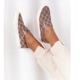 Naisten kirjautuneet lenkkarit Slip-On Khaki Challenge ruskea 1