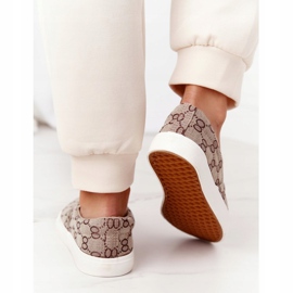 Naisten kirjautuneet lenkkarit Slip-On Khaki Challenge ruskea 2