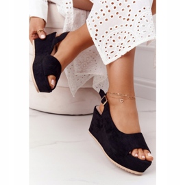 Suede Wedge Sandaalit Musta Party Time 1