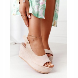 Suede Wedge Sandaalit Beige Party Time 2